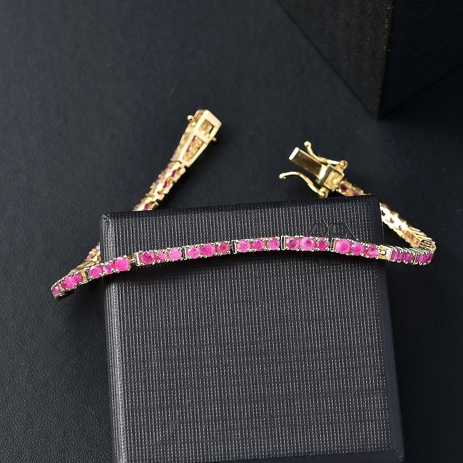 Karis Ruby 7.50 ctw Tennis Bracelet in 18K YG Plated (8.00 In)