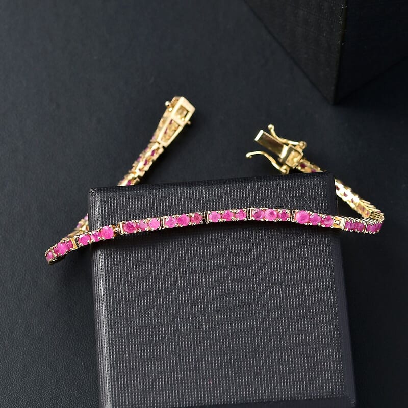 Karis Ruby 7.50 ctw Tennis Bracelet in 18K YG Plated (8.00 In)