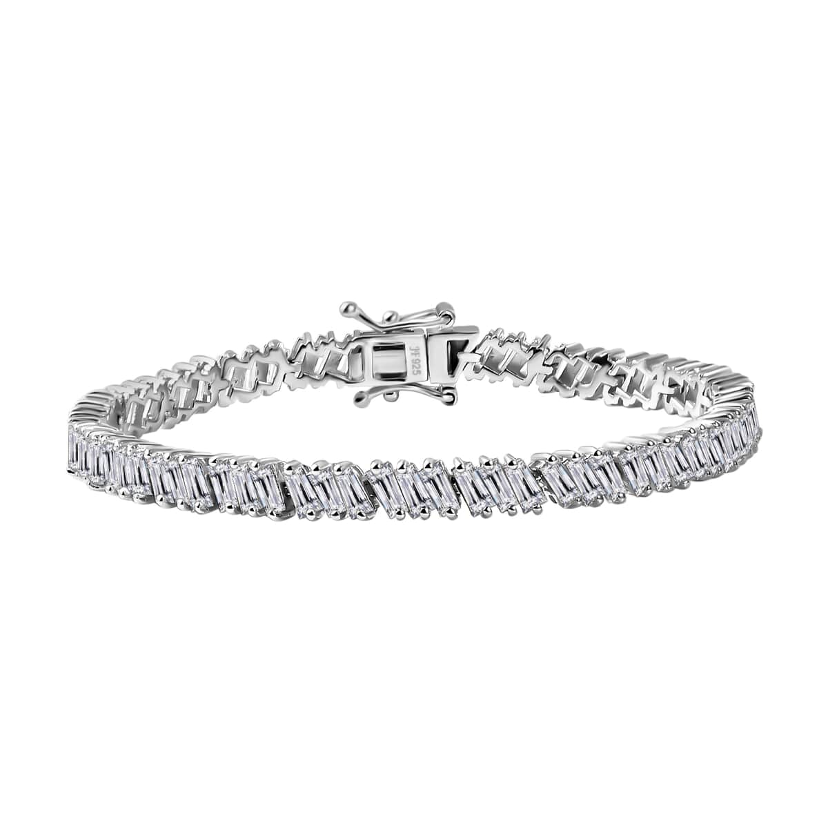 J Francis Embellished with Zirconia by Swarovski 11.10 ctw Glacier Stream Bracelet in Rhodium Over Sterling Silver (6.50 In) image number 0