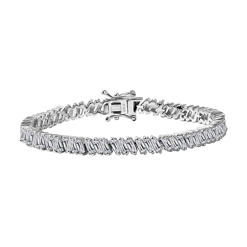 J Francis Embellished with Zirconia by Swarovski 11.10 ctw Glacier Stream Bracelet in Rhodium Over Sterling Silver (6.50 In)