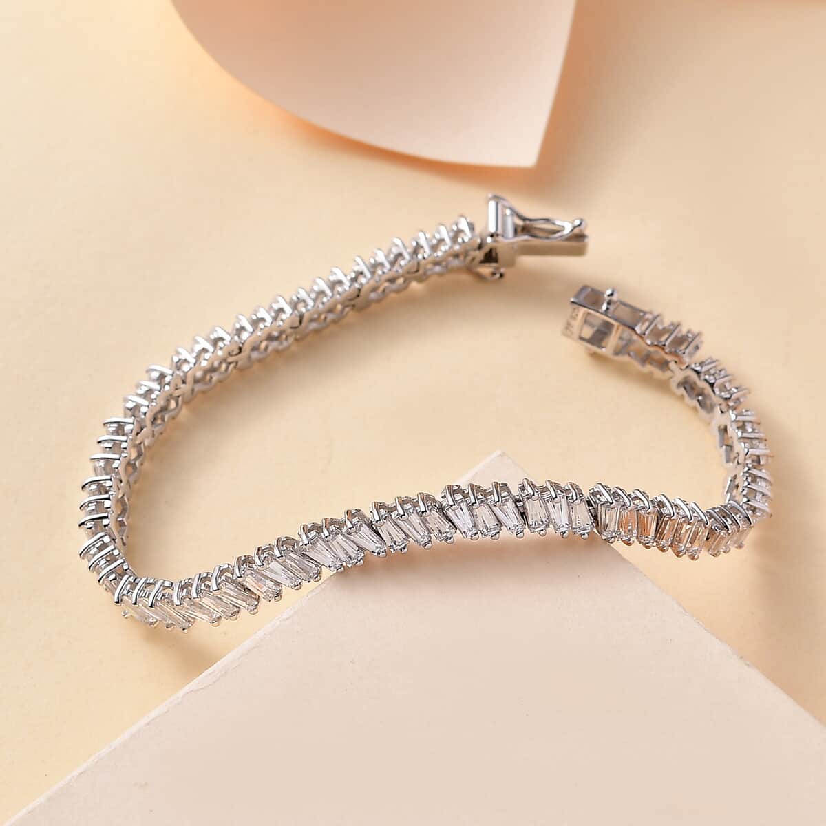 J Francis Embellished with Zirconia by Swarovski Glacier Stream Bracelet in Rhodium Over Sterling Silver (8.00 In) 14.00 ctw image number 1