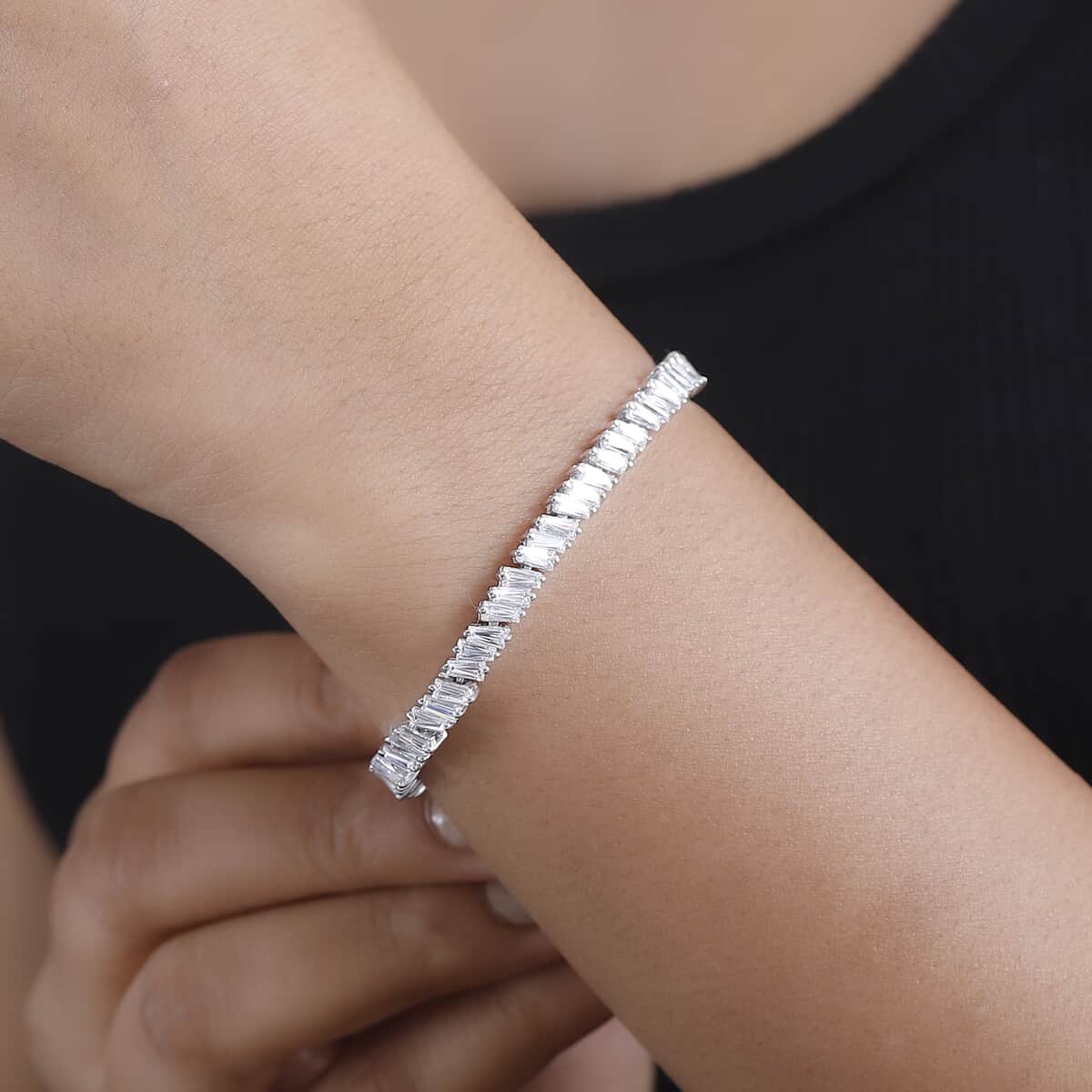 J Francis Embellished with Zirconia by Swarovski Glacier Stream Bracelet in Rhodium Over Sterling Silver (8.00 In) 14.00 ctw image number 2