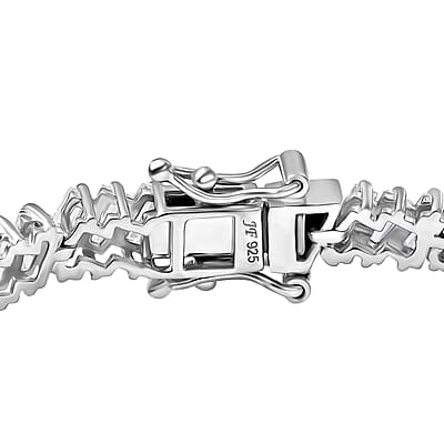 J Francis Embellished with Zirconia by Swarovski 11.10 ctw Glacier Stream Bracelet in Rhodium Over Sterling Silver (6.50 In)