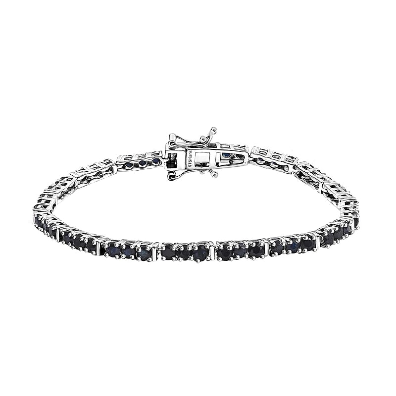 Karis Blue Sapphire 5.65 ctw Tennis Bracelet in Platinum Bond (6.50 In)