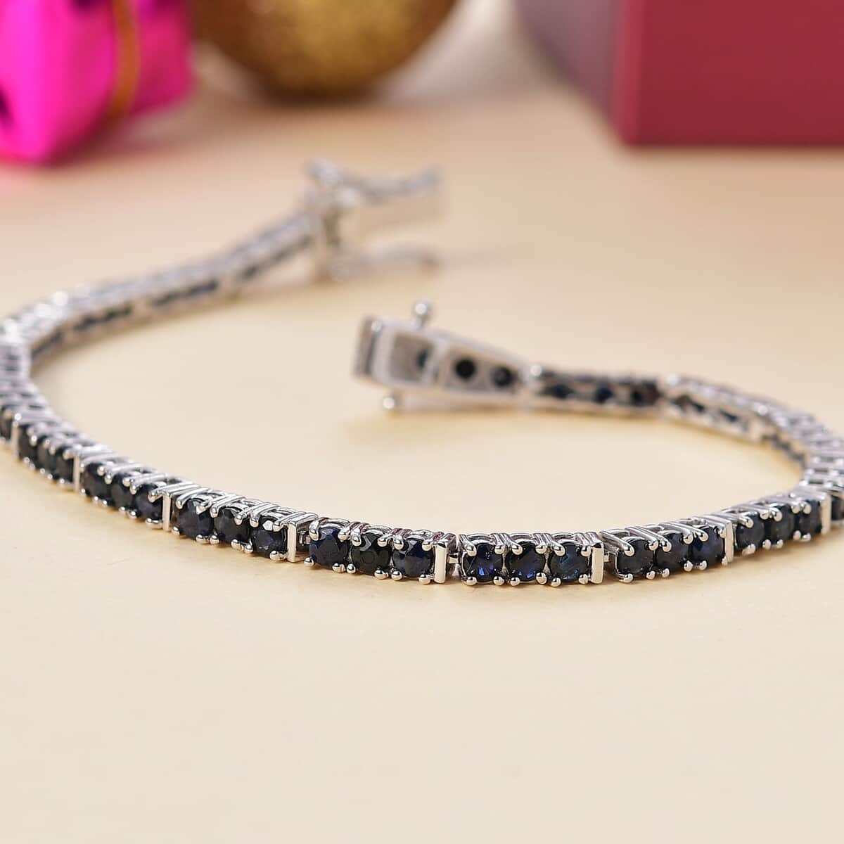 Karis Blue Sapphire 6.60 ctw Tennis Bracelet in Platinum Bond (7.25 In) image number 1