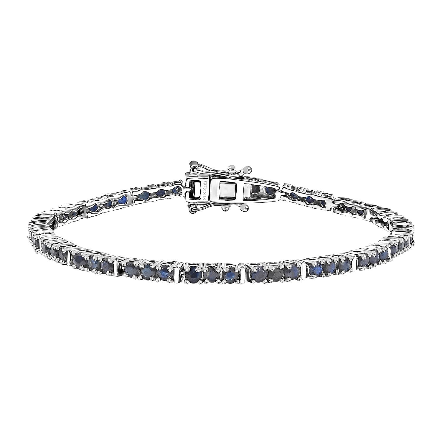 Karis Blue Sapphire 7.25 ctw Tennis Bracelet in Platinum Bond (8.00 In)