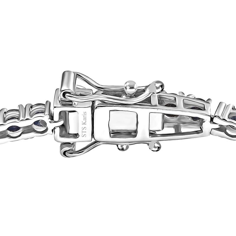 Karis Blue Sapphire 7.25 ctw Tennis Bracelet in Platinum Bond (8.00 In)
