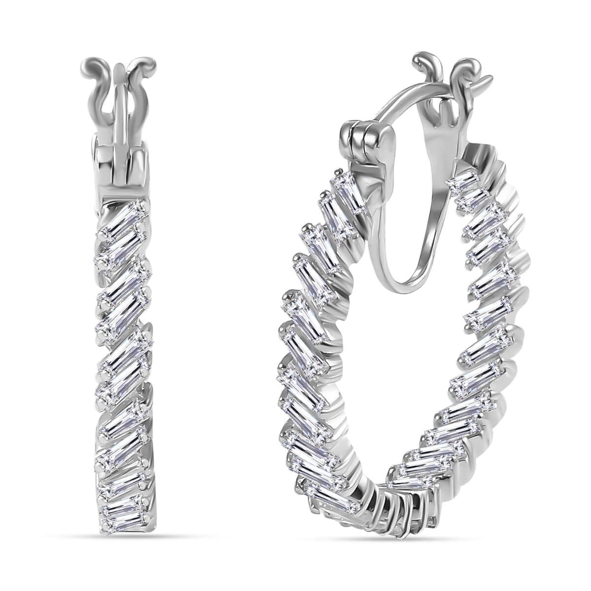 J Francis Embellished with Zirconia by Swarovski 4.60 ctw Glacier Stream Earrings in Rhodium Over Sterling Silver image number 0