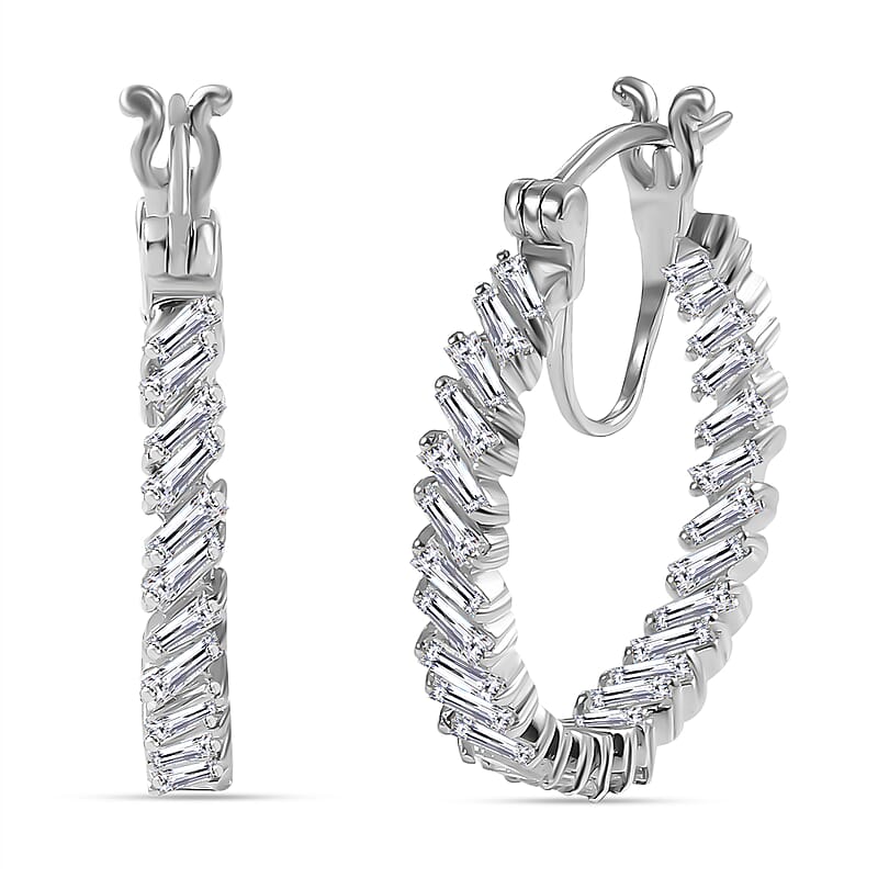 J Francis Embellished with Zirconia by Swarovski 4.60 ctw Glacier Stream Earrings in Rhodium Over Sterling Silver