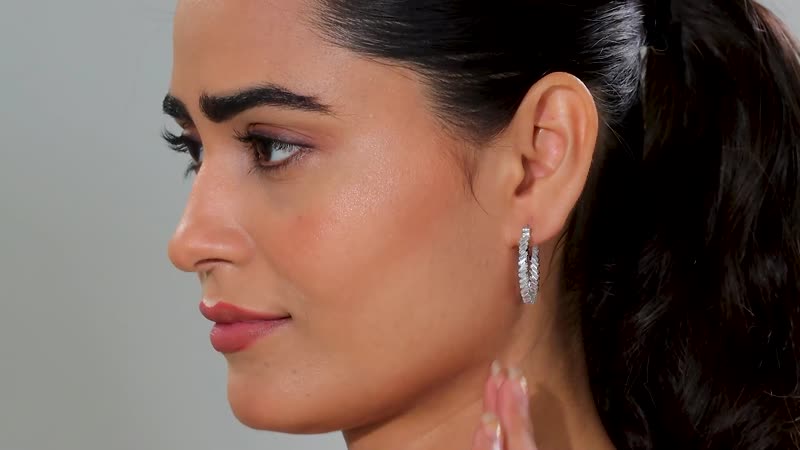 J Francis Embellished with Zirconia by Swarovski 4.60 ctw Glacier Stream Earrings in Rhodium Over Sterling Silver