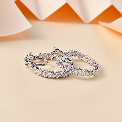 J Francis Embellished with Zirconia by Swarovski 4.60 ctw Glacier Stream Earrings in Rhodium Over Sterling Silver