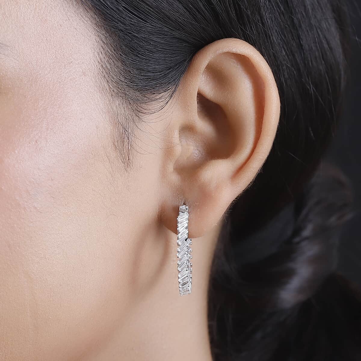 J Francis Embellished with Zirconia by Swarovski 4.60 ctw Glacier Stream Earrings in Rhodium Over Sterling Silver image number 2