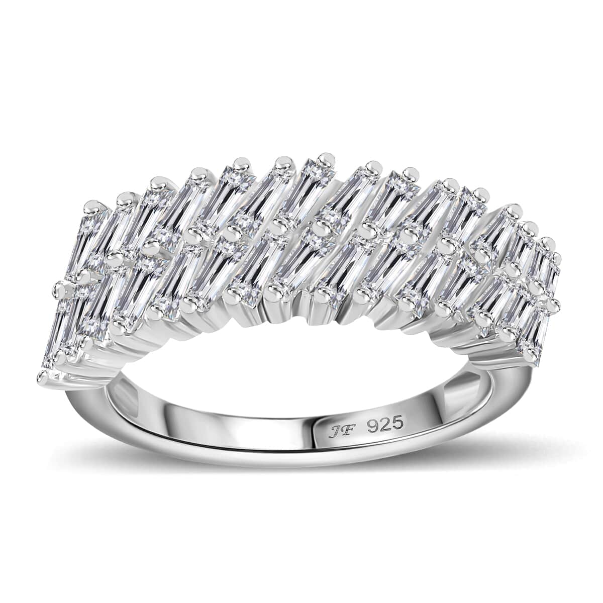 J Francis Embellished with Zirconia by Swarovski Glacier Stream Ring in Rhodium Over Sterling Silver (Size 10.0) 2.50 ctw image number 0