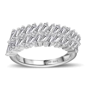 J Francis Embellished with Zirconia by Swarovski 2.50 ctw Glacier Stream Ring in Rhodium Over Sterling Silver (Size 10.0)