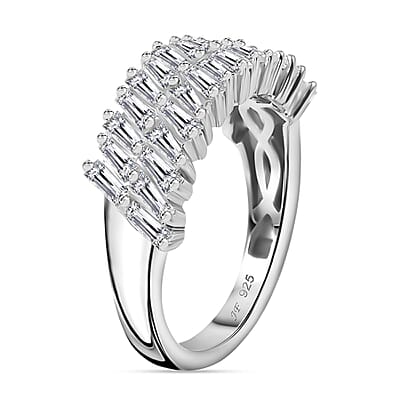 J Francis Embellished with Zirconia by Swarovski 2.50 ctw Glacier Stream Ring in Rhodium Over Sterling Silver (Size 10.0)