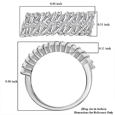 J Francis Embellished with Zirconia by Swarovski 2.50 ctw Glacier Stream Ring in Rhodium Over Sterling Silver (Size 10.0)
