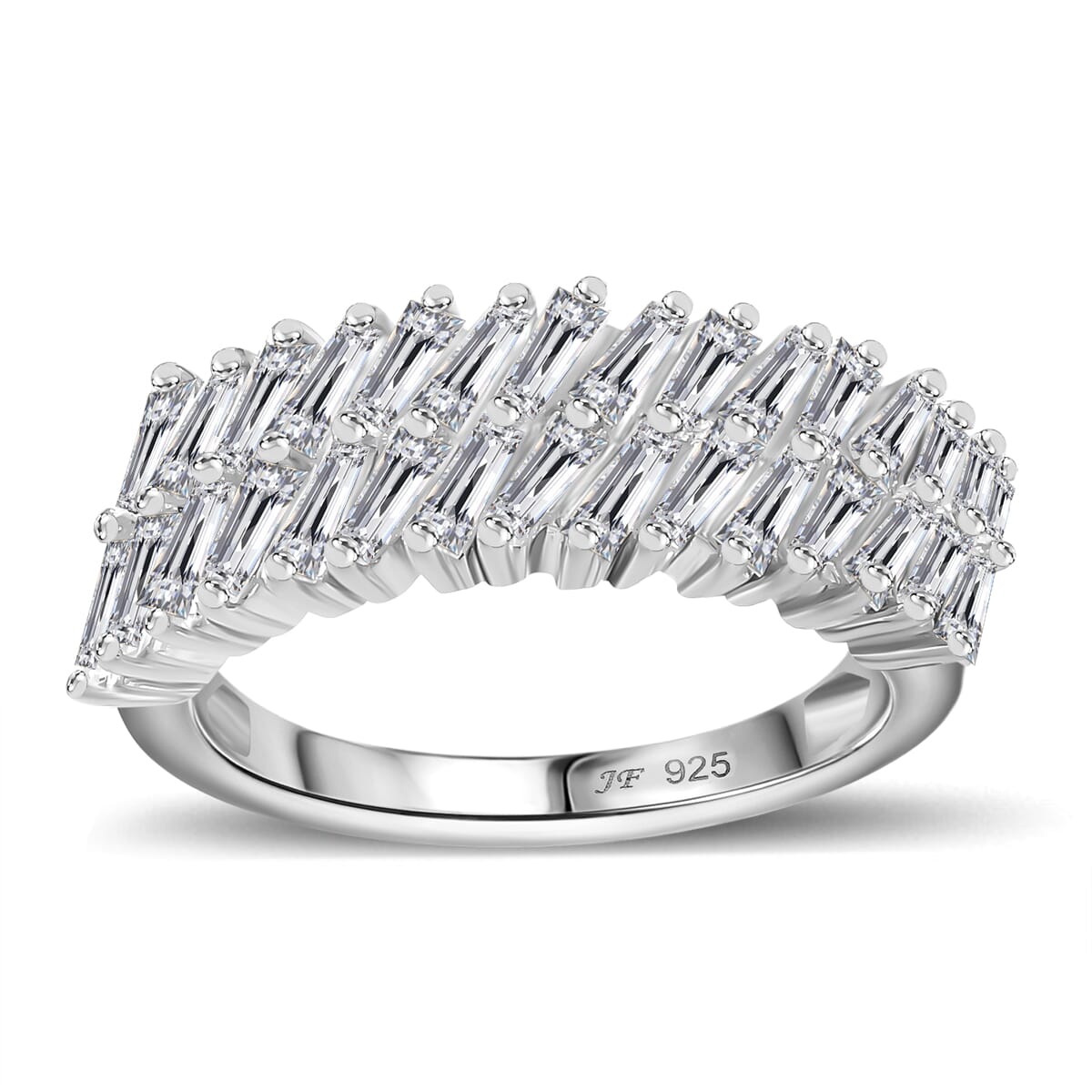 J Francis Embellished with Zirconia by Swarovski 2.50 ctw Glacier Stream Ring in Rhodium Over Sterling Silver (Size 9.0) image number 0