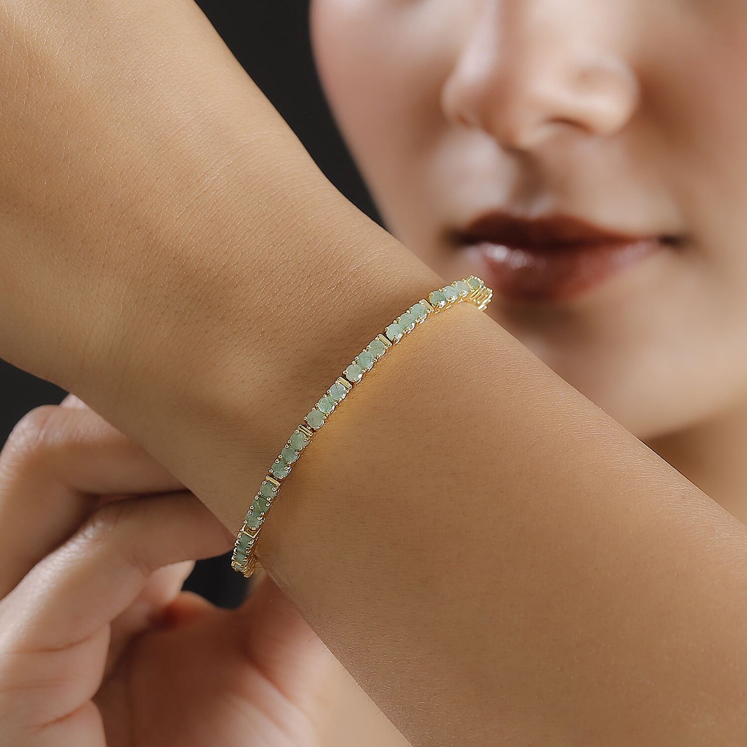 Karis Emerald 5.00 ctw Tennis Bracelet in 18K YG Plated (7.25 In)