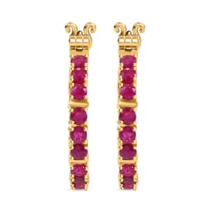 Doorbuster Karis Ruby 3.00 ctw Inside-out Hoop Earrings in 18K YG Plated