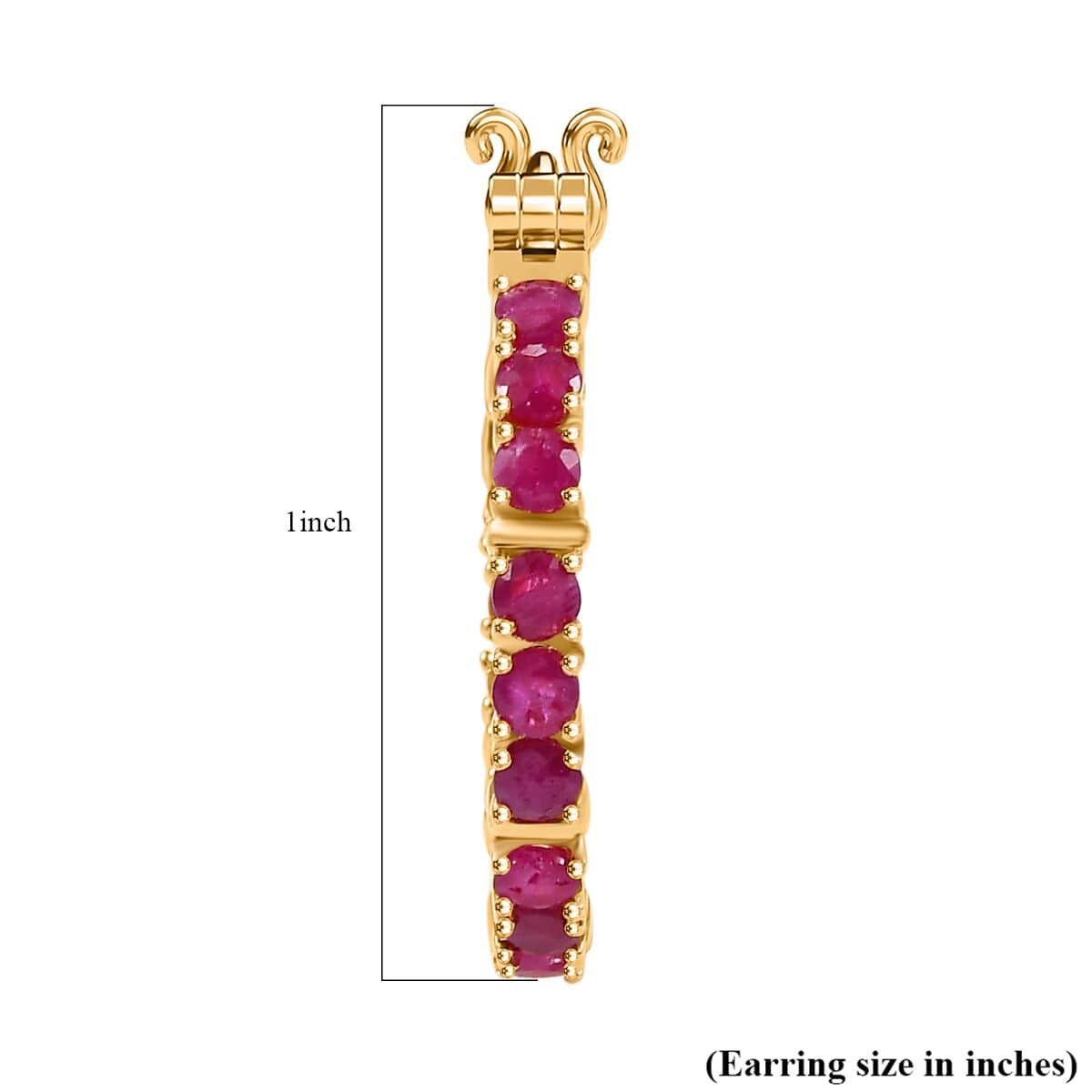 Doorbuster Karis Ruby 3.00 ctw Inside-out Hoop Earrings in 18K YG Plated image number 5