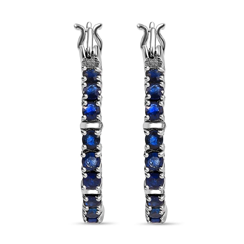 Karis Blue Sapphire 2.25 ctw Inside-out Hoop Earrings in Platinum Bond
