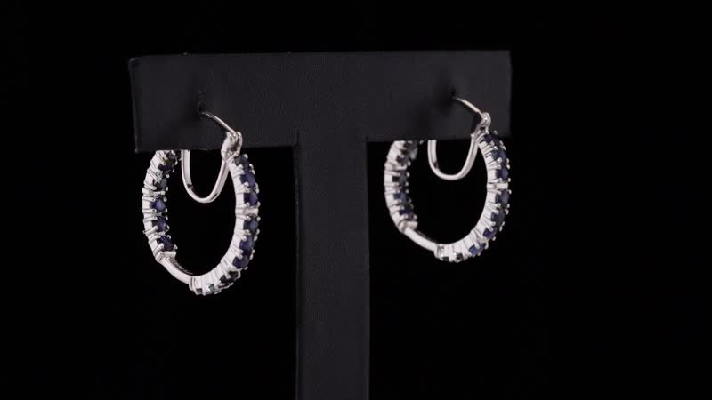 Karis Blue Sapphire 2.25 ctw Inside-out Hoop Earrings in Platinum Bond