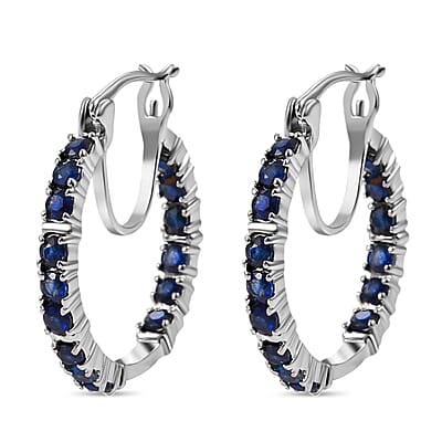 Karis Blue Sapphire 2.25 ctw Inside-out Hoop Earrings in Platinum Bond