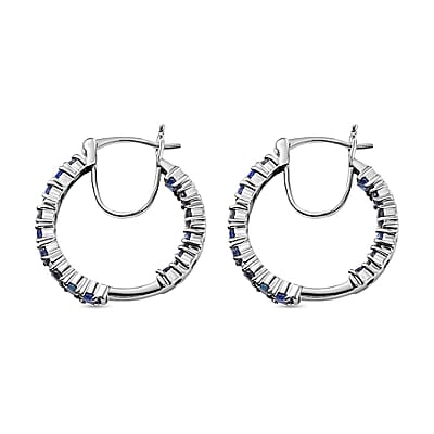 Karis Blue Sapphire 2.25 ctw Inside-out Hoop Earrings in Platinum Bond
