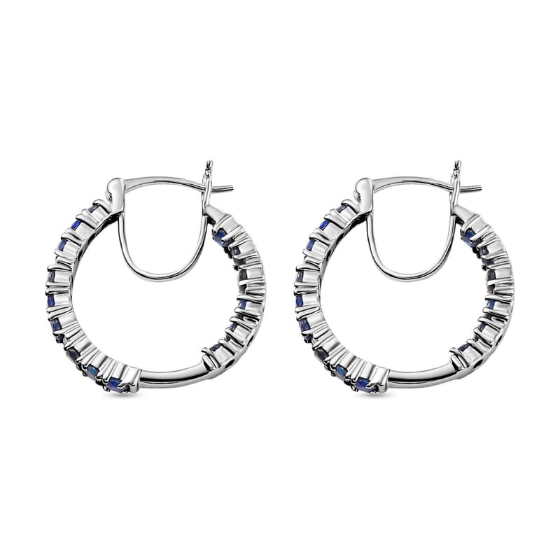 Karis Blue Sapphire 2.25 ctw Inside-out Hoop Earrings in Platinum Bond