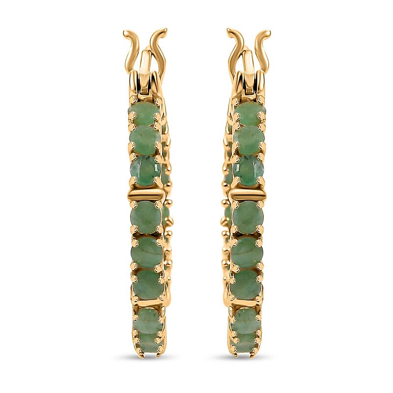 Karis Emerald 2.10 ctw Inside-out Hoop Earrings in 18K YG Plated