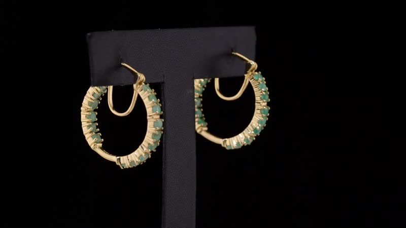 Karis Emerald 2.10 ctw Inside-out Hoop Earrings in 18K YG Plated