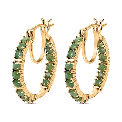 Karis Emerald 2.10 ctw Inside-out Hoop Earrings in 18K YG Plated