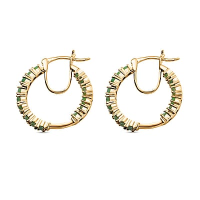 Karis Emerald 2.10 ctw Inside-out Hoop Earrings in 18K YG Plated