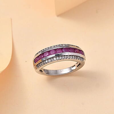 Karis Ruby and White Zircon 1.20 ctw Ring in Platinum Bond (Size 10.0)