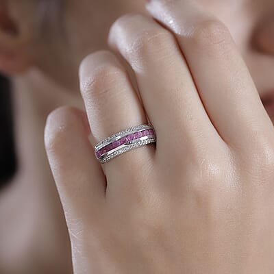 Karis Ruby and White Zircon 1.20 ctw Ring in Platinum Bond (Size 10.0)