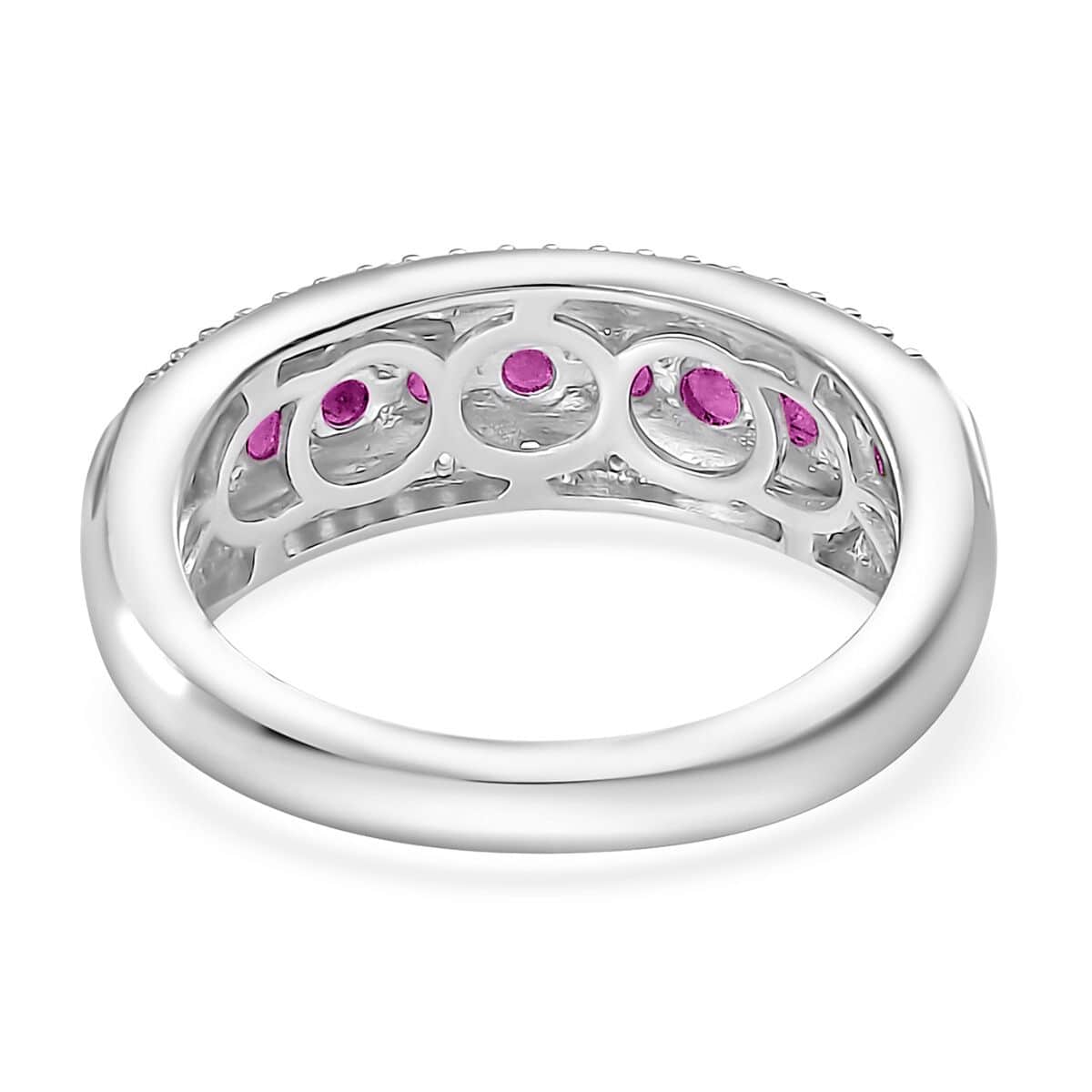 Doorbuster Karis Ruby and White Zircon 1.20 ctw Ring in Platinum Bond (Size 7.0) image number 4