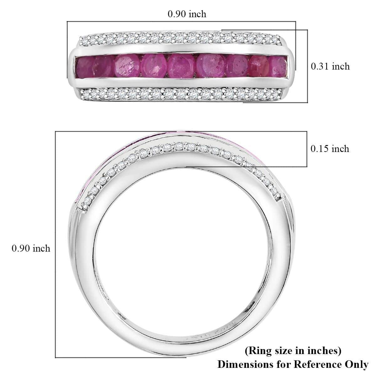 Doorbuster Karis Ruby and White Zircon 1.20 ctw Ring in Platinum Bond (Size 7.0) image number 5