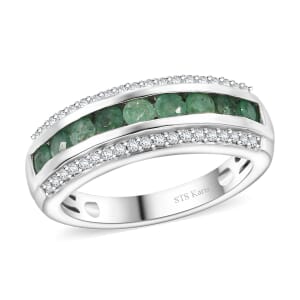Karis Emerald and White Zircon 0.90 ctw Ring in Platinum Bond (Size 10.0)