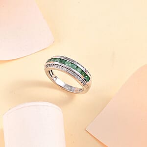 Karis Emerald and White Zircon 0.90 ctw Ring in Platinum Bond (Size 7.0)
