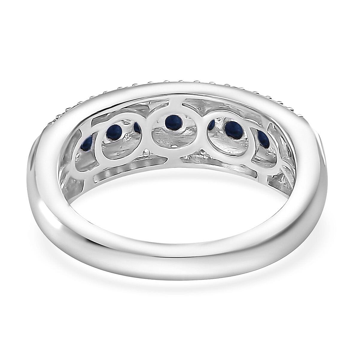 Karis Blue Sapphire and White Zircon 1.15 ctw Ring in Platinum Bond (Size 10.0)