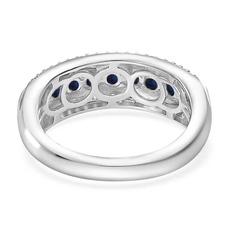 Karis Blue Sapphire and White Zircon 1.15 ctw Ring in Platinum Bond (Size 10.0)