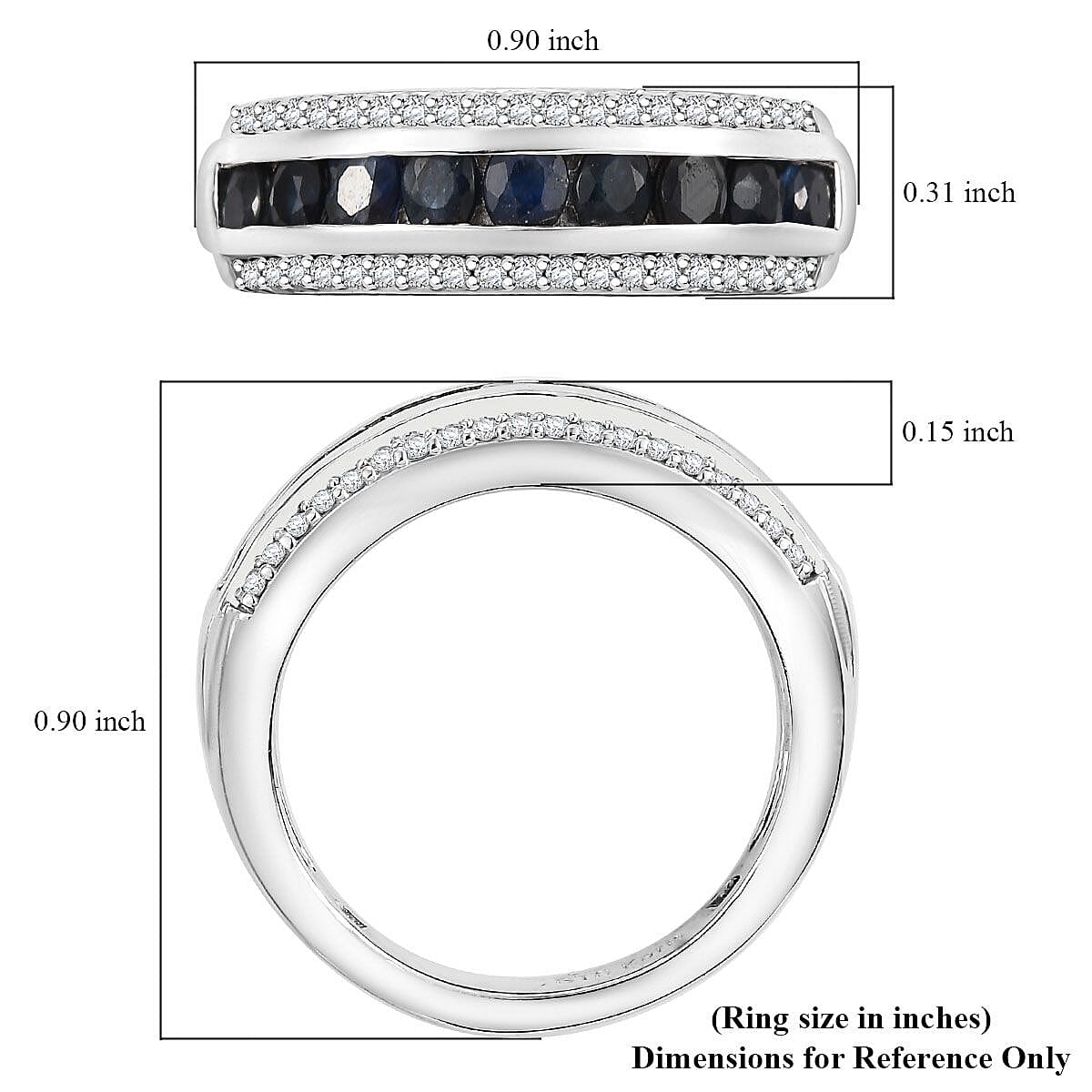 Karis Blue Sapphire and White Zircon 1.15 ctw Ring in Platinum Bond (Size 10.0)