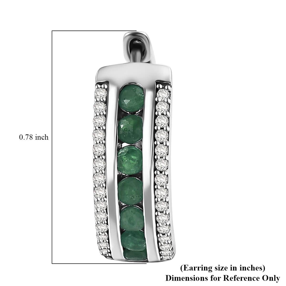 Doorbuster Karis Emerald and White Zircon 1.65 ctw Hoop Earrings in Platinum Bond image number 4