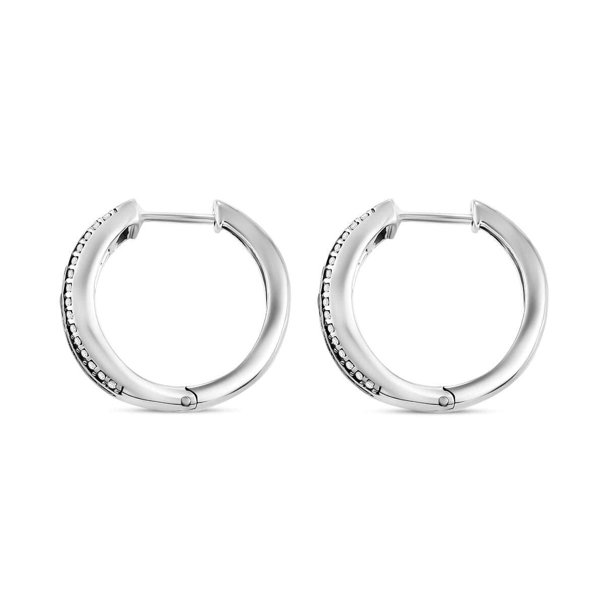 Doorbuster Karis Blue Sapphire and White Zircon 1.90 ctw Hoop Earrings in Platinum Bond image number 3