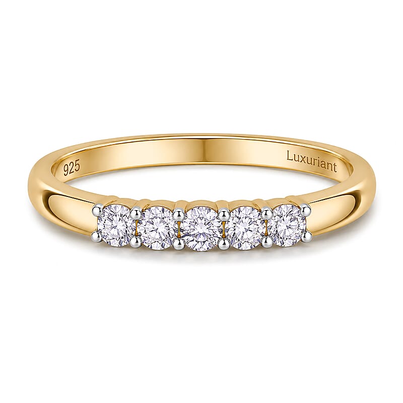 Luxuriant Lab Grown Diamond (G, SI) 0.25 ctw Band Ring in 18K Vermeil Yellow Gold Over Sterling Silver (Size 10.0)