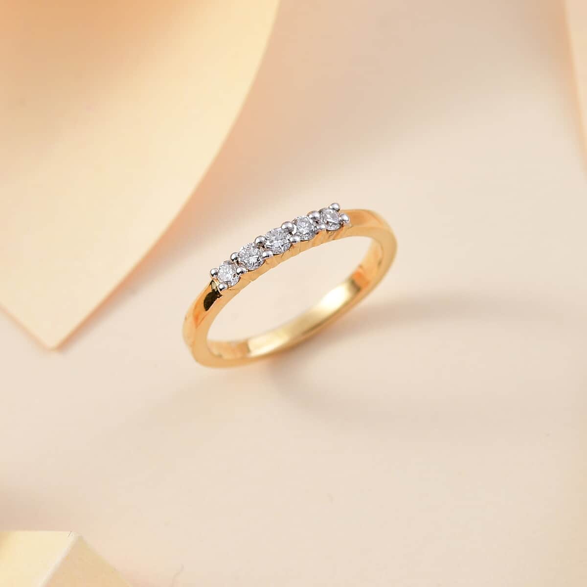 Luxuriant Lab Grown Diamond Band Ring in 18K Vermeil YG Over Sterling Silver (Size 10.0) 0.25 ctw image number 1