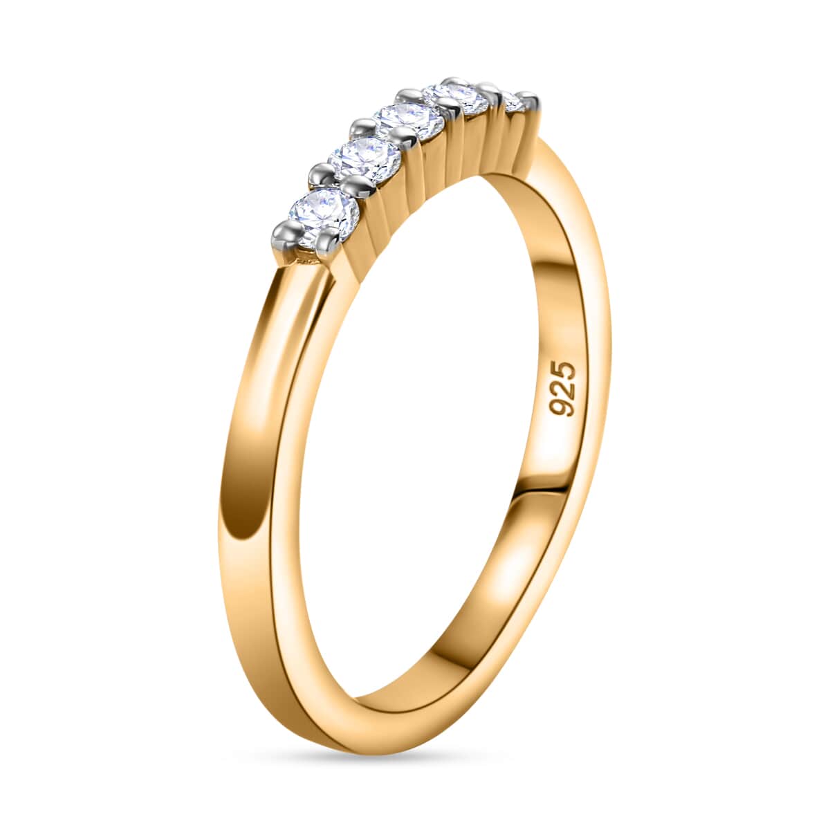 Luxuriant Lab Grown Diamond Band Ring in 18K Vermeil YG Over Sterling Silver (Size 10.0) 0.25 ctw image number 3