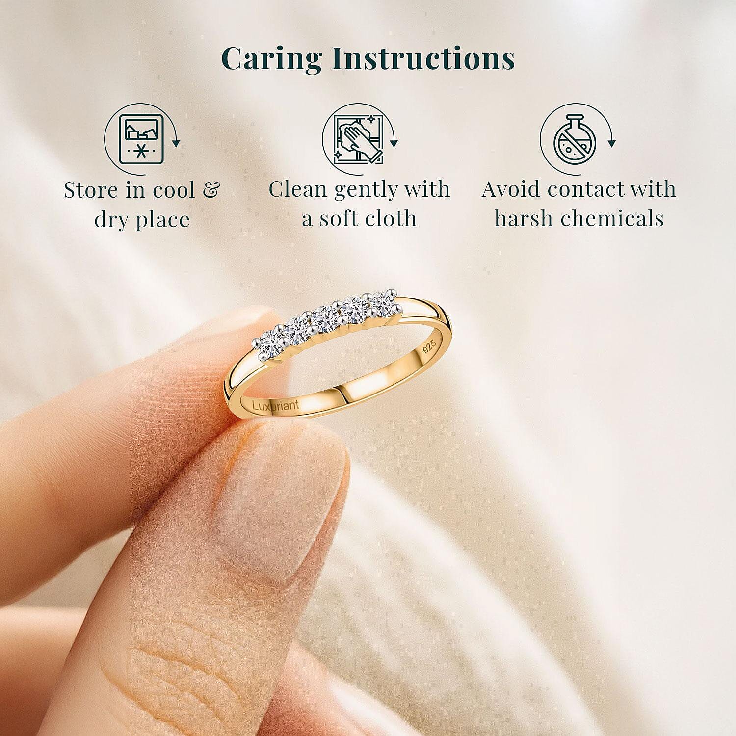Luxuriant Lab Grown Diamond (G, SI) 0.25 ctw Band Ring in 18K Vermeil Yellow Gold Over Sterling Silver (Size 10.0) (Del. in 10-12 Days)