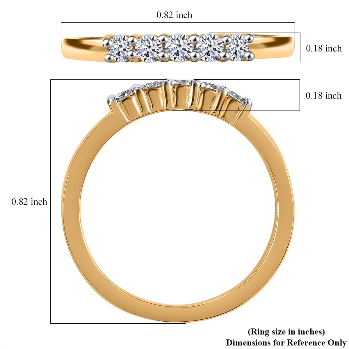 Luxuriant Lab Grown Diamond Band Ring in 18K Vermeil YG Over Sterling Silver (Size 10.0) 0.25 ctw image number 5