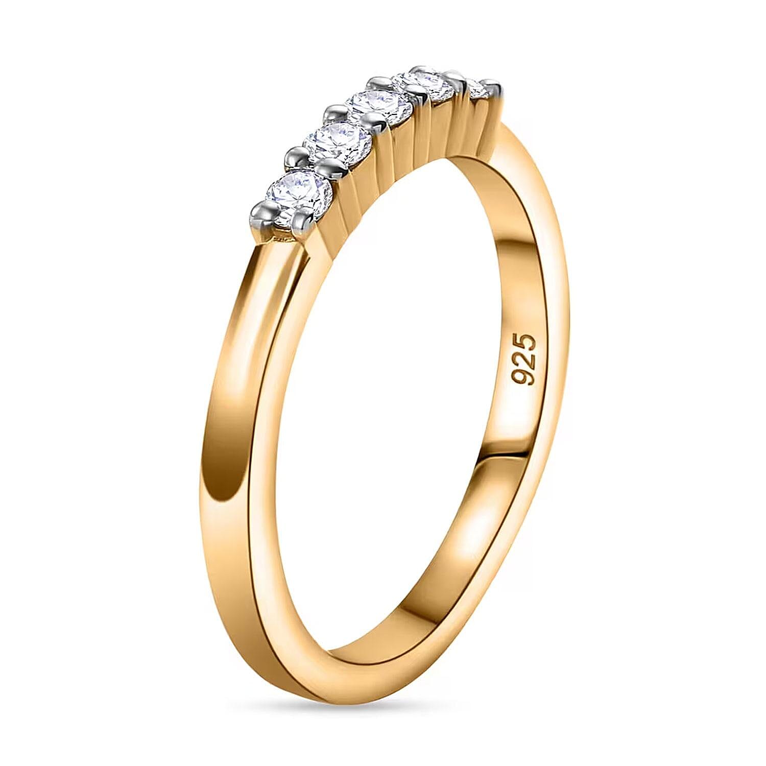 Luxuriant Lab Grown Diamond (G, SI) 0.25 ctw Band Ring in 18K Vermeil Yellow Gold Over Sterling Silver (Size 10.0) (Del. in 10-12 Days)